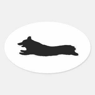 Sticker Ovale Silhouette de corgi - courant