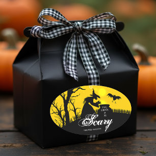 Sticker Ovale Silhouette de sorcière pieuse Halloween