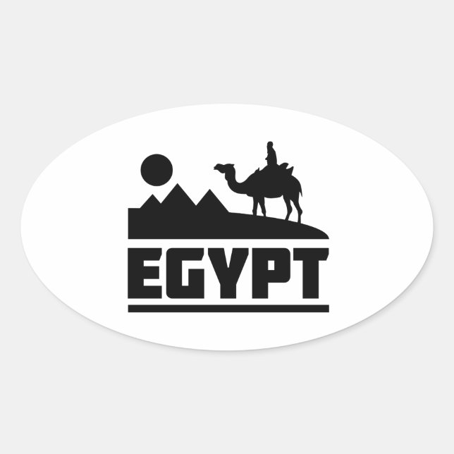 Sticker Ovale Silhouette du chameau égyptien (Devant)