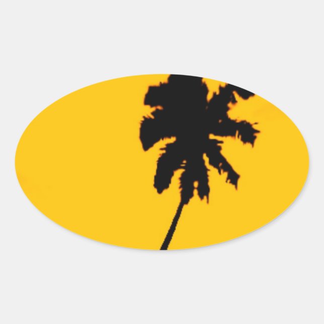 Sticker Ovale Silhouette palmier (Devant)