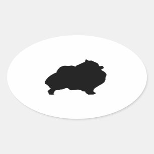 Sticker Ovale silhouette pomeranian