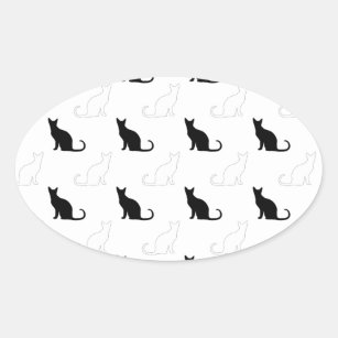 Sticker PC Silhouette de chat sur fond noir - TenStickers