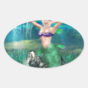 Sticker Ovale Sirène magique