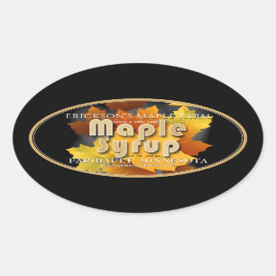 Sticker Ovale Sirop d'érable Feuille coloré entièrement modifiab