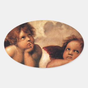 Sticker Ovale Sistine Madonna 2 Anges par Raphael