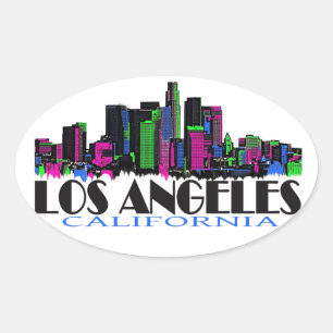 Sticker Ovale Skyline de Los Angeles California