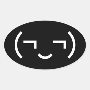 Sticker Ovale Smug Emoticon (‿MD) Kaomoji japonais