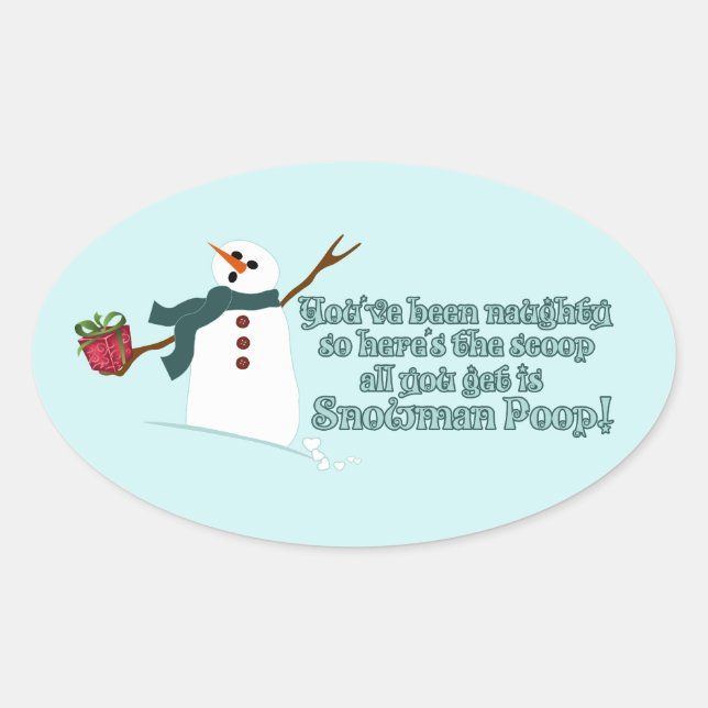Sticker Ovale Snowman Poop (Devant)