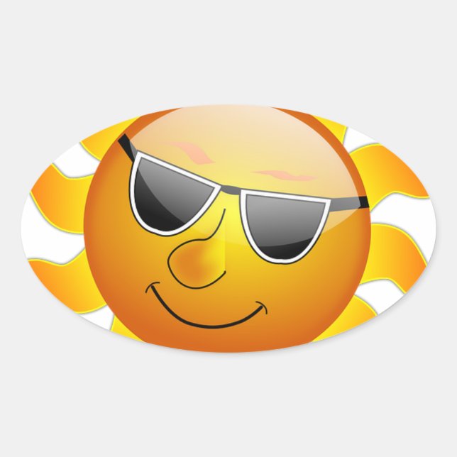 Sticker Ovale Soleil Cool Soleil brillant Sourire Chaleur été (Devant)