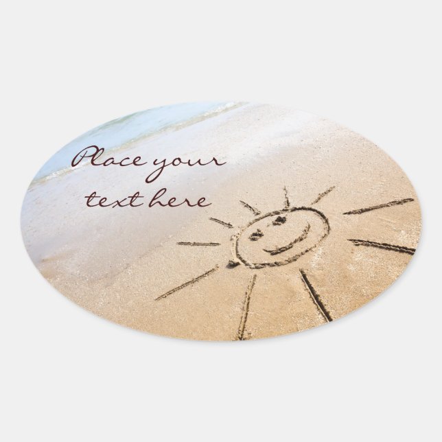 Sticker Ovale Soleil Sur La Plage (Devant)