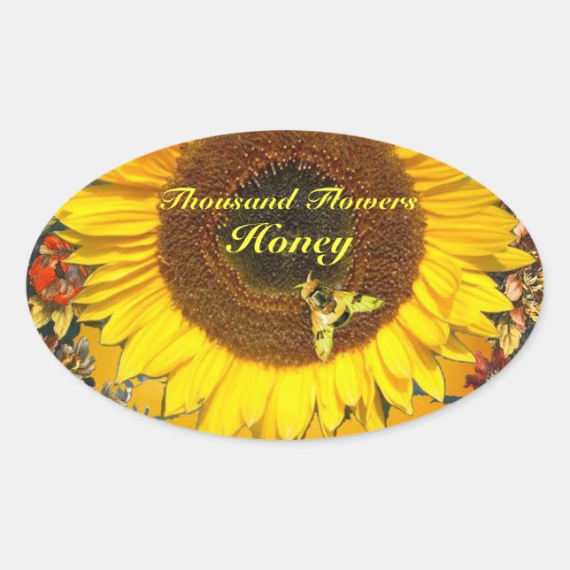 STICKER OVALE SOUFFLE ET HONEY BEE FLORAL BEEKEEPING (Devant)