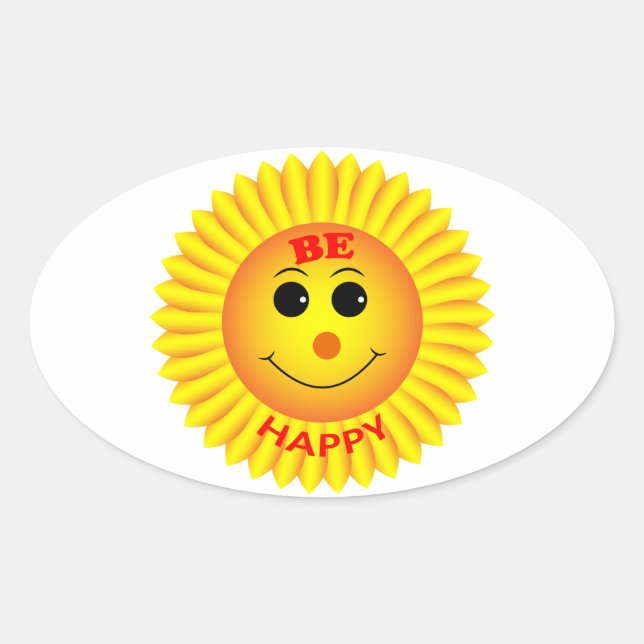 Sticker Ovale Soyez heureux (Devant)