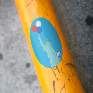 Sticker Ovale Statue de la Liberté de dessin animé patriotique p