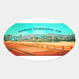 Sticker Ovale Stearns Wharf - Père Noël Barbara, CA