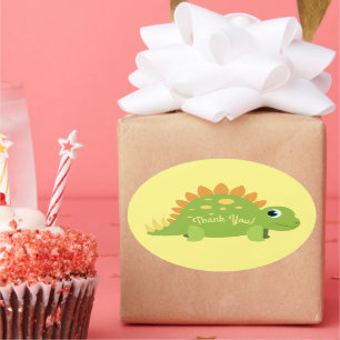 Sticker Ovale Stegosaurus Dinosaur Merci de fête d'anniversaire