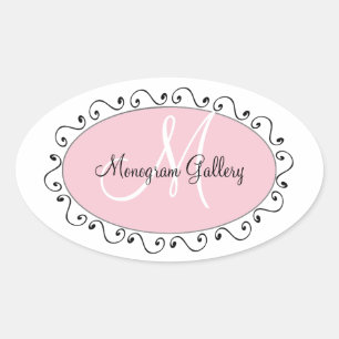 Sticker Ovale Stick Monogramme noir rose pour les affaires