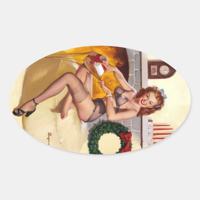 Sticker Ovale Stocker la broche à étouffer vers le haut (Devant)