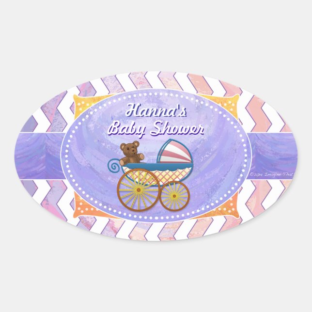 Sticker Ovale Stuff pour bébé rose et puant (Devant)