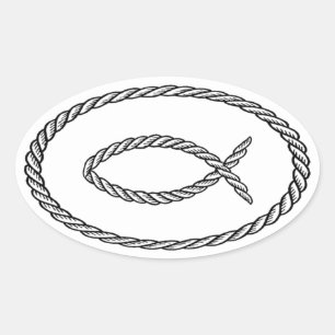 Sticker Ovale Style d'euro d'Ichthus de corde