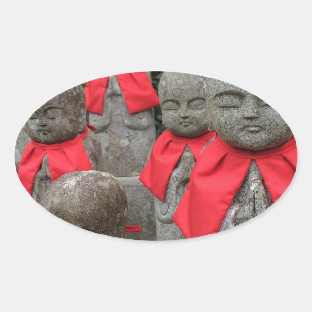 Sticker Ovale Style Japonais Guardian Deity Of Children Japon (Devant)