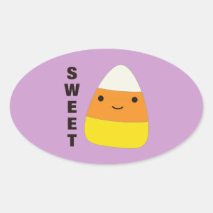 Sticker Ovale Sucré mignon bonbon maïs