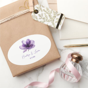 Sticker Ovale Superbe Mariage de fleurs violettes