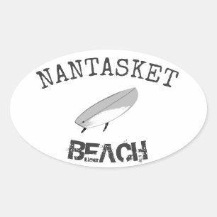 Sticker Ovale Surfer de plage de Nantasket