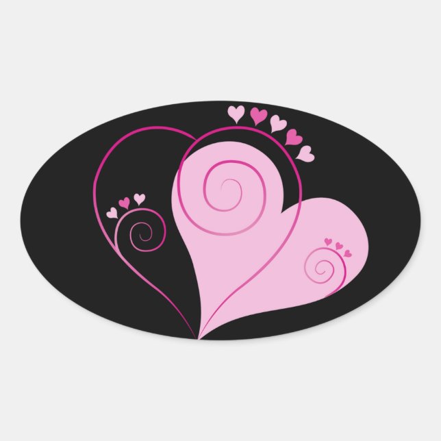 Sticker Ovale Sweet Cute Happy Valentine Love Hearts (Devant)