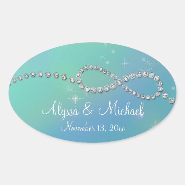 Sticker Ovale Symbole Aqua Infinity Signal Infinite Love Twinkan (Devant)