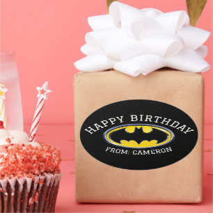 Sticker Ovale Symbole Batman   Logo classique   Joyeux anniversa