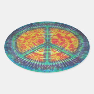 Sticker Ovale SYMBOLE DE LA PAIX Tie Dye PhatDyes