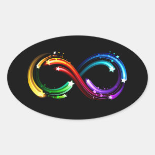 Sticker Ovale Symbole de l'infini des comètes arc-en-ciel