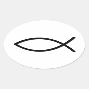 Sticker Ovale Symbole de poissons d'Ichthus