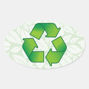 Sticker Ovale Symbole de recyclage
