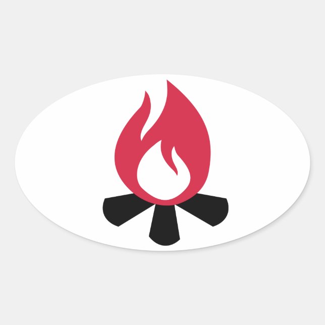 Sticker Ovale Symbole du feu de camp (Devant)