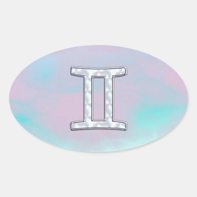 Sticker Ovale Symbole Gemini Zodiac (Devant)
