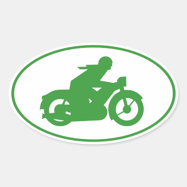 Sticker Ovale Symbole moto vert (Devant)