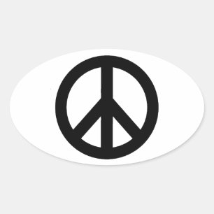 STICKER OVALE SYMBOLE SYMBOLE DE LA PAIX BLANC NOIR