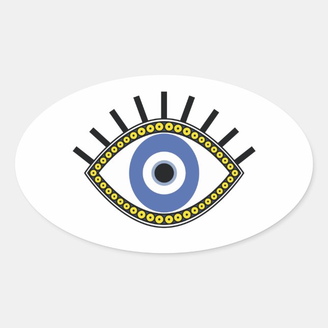Sticker Ovale Symbole talisman ethnique de protection des yeux m (Devant)