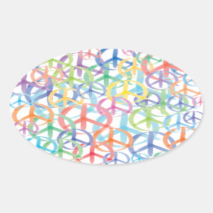 Sticker Ovale Symboles de paix