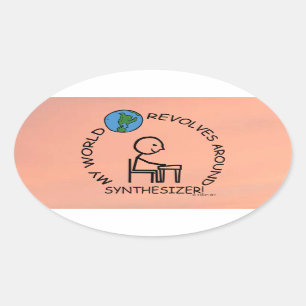 Sticker Ovale Synthétiseur - Le monde tourne autour d'un autocol