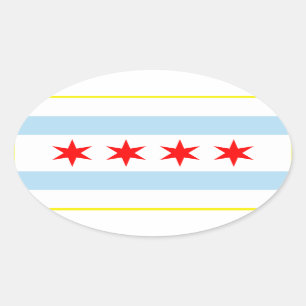 Sticker Ovale T-shirt Drapeau de Chicago