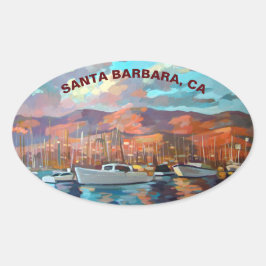 Sticker Ovale Tableau de Père Noël Barbara Marina
