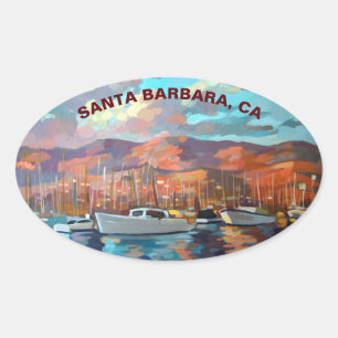 Sticker Ovale Tableau de Père Noël Barbara Marina