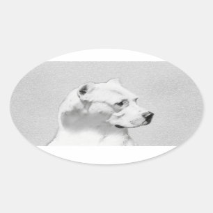 Sticker Ovale Tableau Dogo Argentino - Art Chien original
