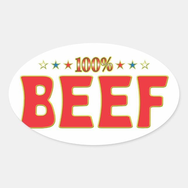 Sticker Ovale Tag Beef Star (Devant)