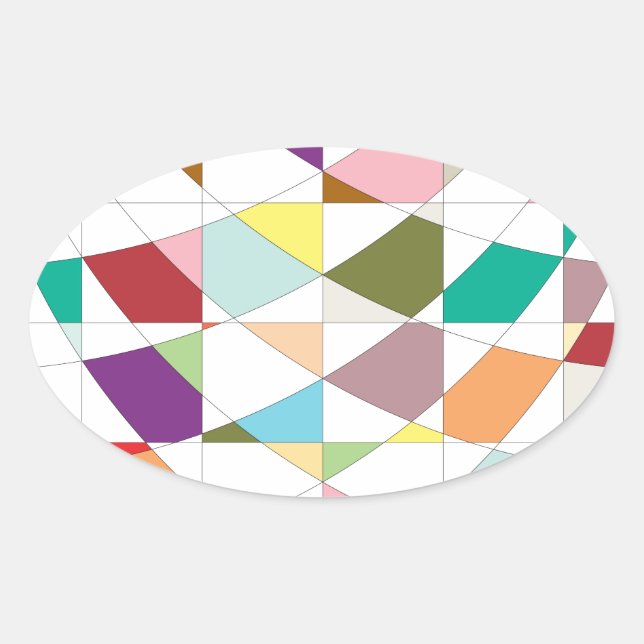 Sticker Ovale Tapisserie aux couleurs Abstraites (Devant)