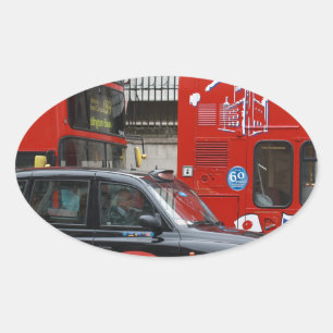 Sticker Ovale Taxi de taxi noir de Londres