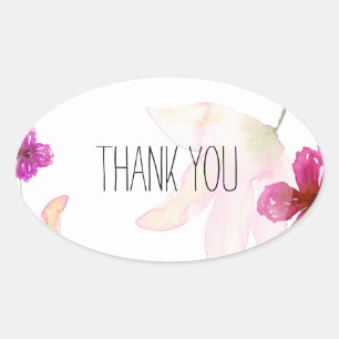 Sticker Ovale Tellement Beau Aquarelle Merci Floral