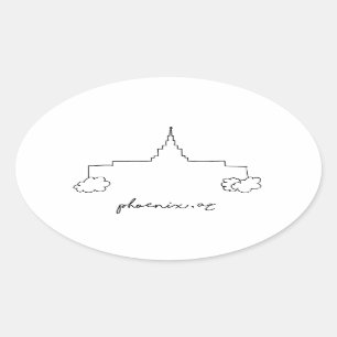 Sticker Ovale temple de phoenix arizona croquis simple moderne
